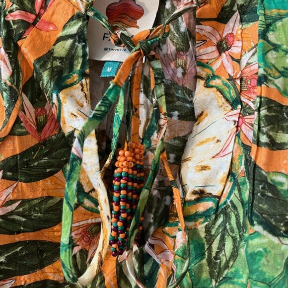 NWOT  FARM RIO  Caipirinha  flutter sleeve blouse  tropical design   size M - Picture 5 of 6